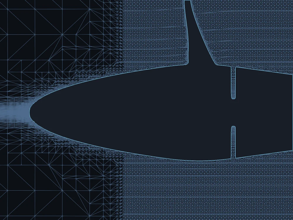 Close-up of the mesh at the hub nose and blade root